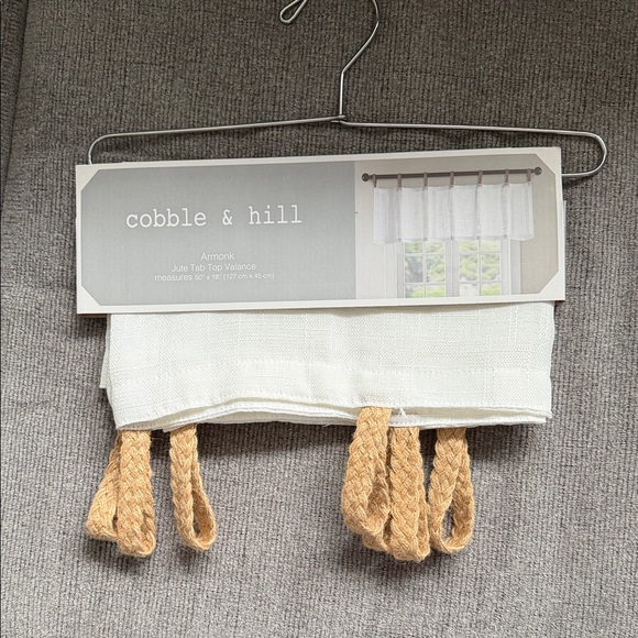 Jute Tab Top Valance - White and Tan - Picture 4 of 4